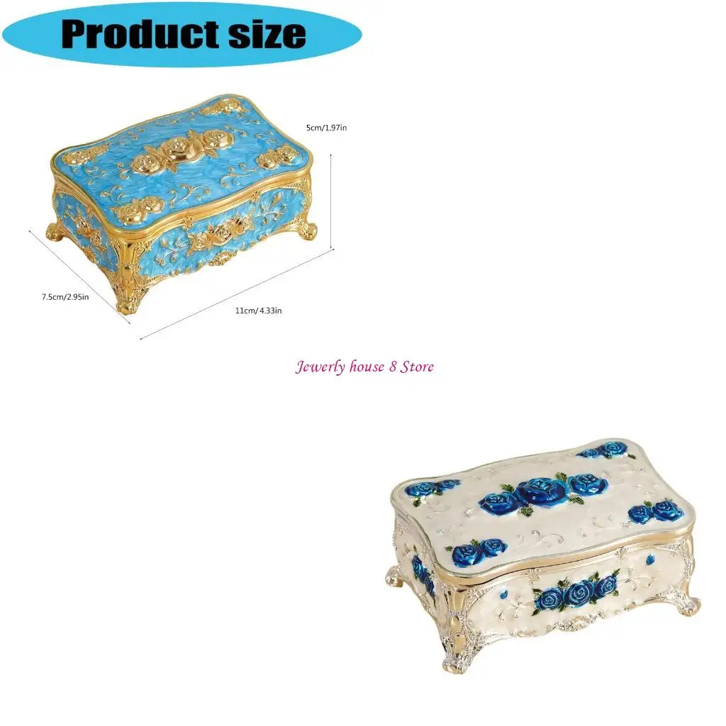 

Alloy Based Jewelry Display Case Showcasing Floral Engraving Designs and Protective Glossy Finish for Home