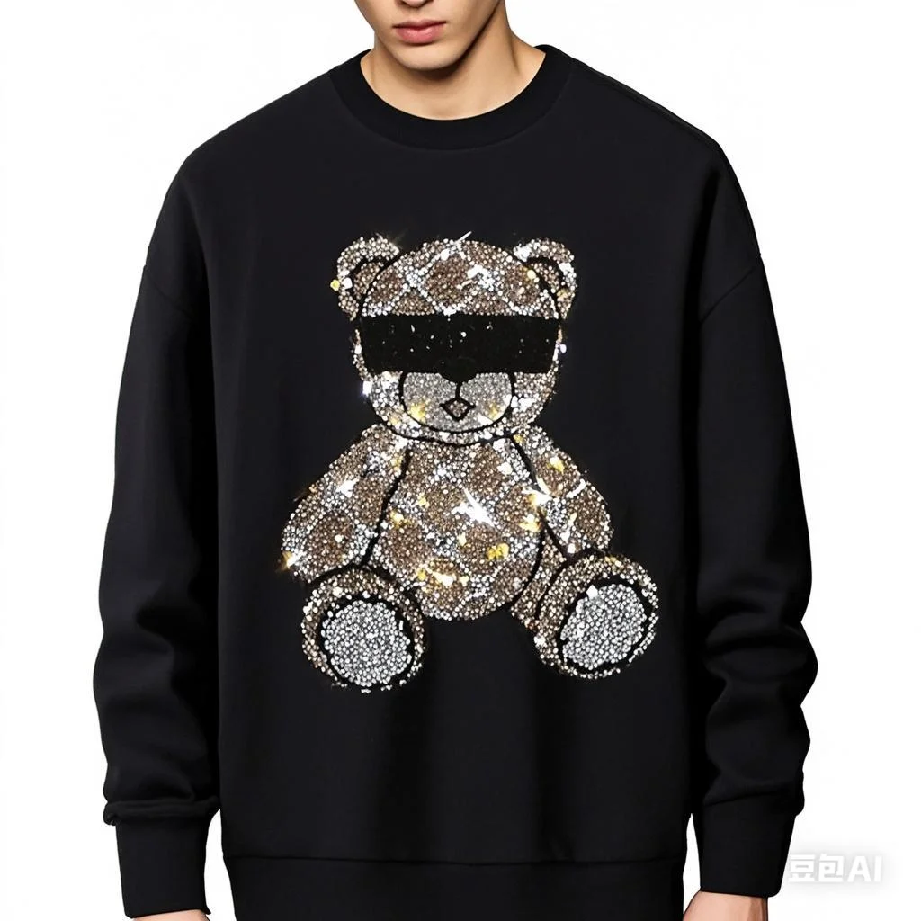 

Rhinestones Design Hot drill Anime Man Fashion Casual hoodies Diamond stone Mens Sweatershirts Streetwear