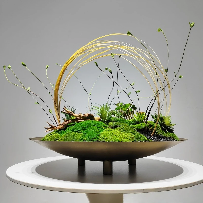 فندق صيني جديد طاولة مستديرة كبيرة وجبة الطحلب الخالد محاكاة الجدول الديكور محاكاة زهرة زخرفة #2