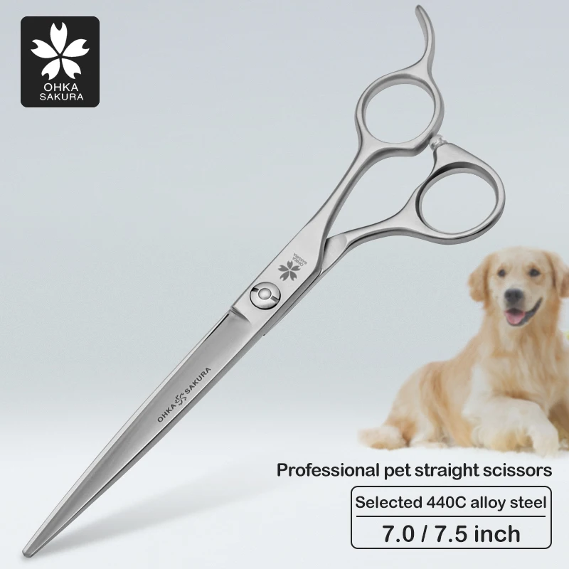 Professional Pet Comprehensive Direct Shear 7.0 7.5 Inch Selected 440C Teddy Bear Dog Beauty Scissors Dog Hair Finishing