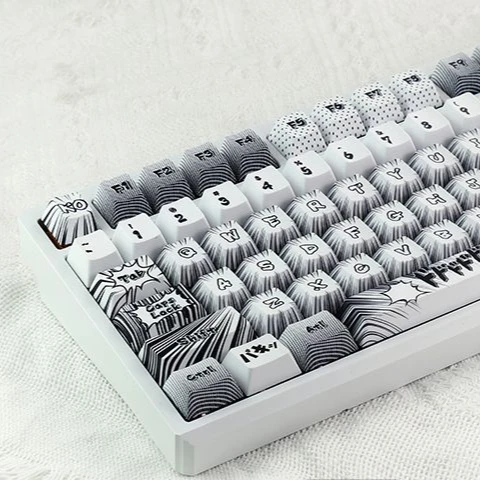 MMD comic five-sided sublimation original factory height keycap 149 keys black and white color scheme customized personalized ke