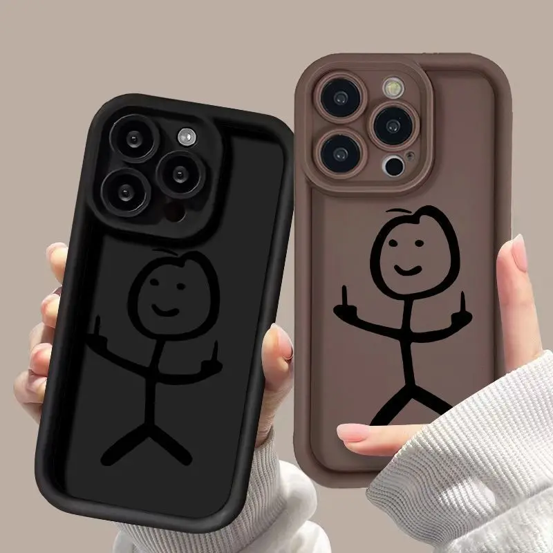 Cartoon Stickman Phone Case for iPhone 16 15 13 12 11 Pro Max 14Plus XS XR X 7 8 Plus SE Cover image 4
