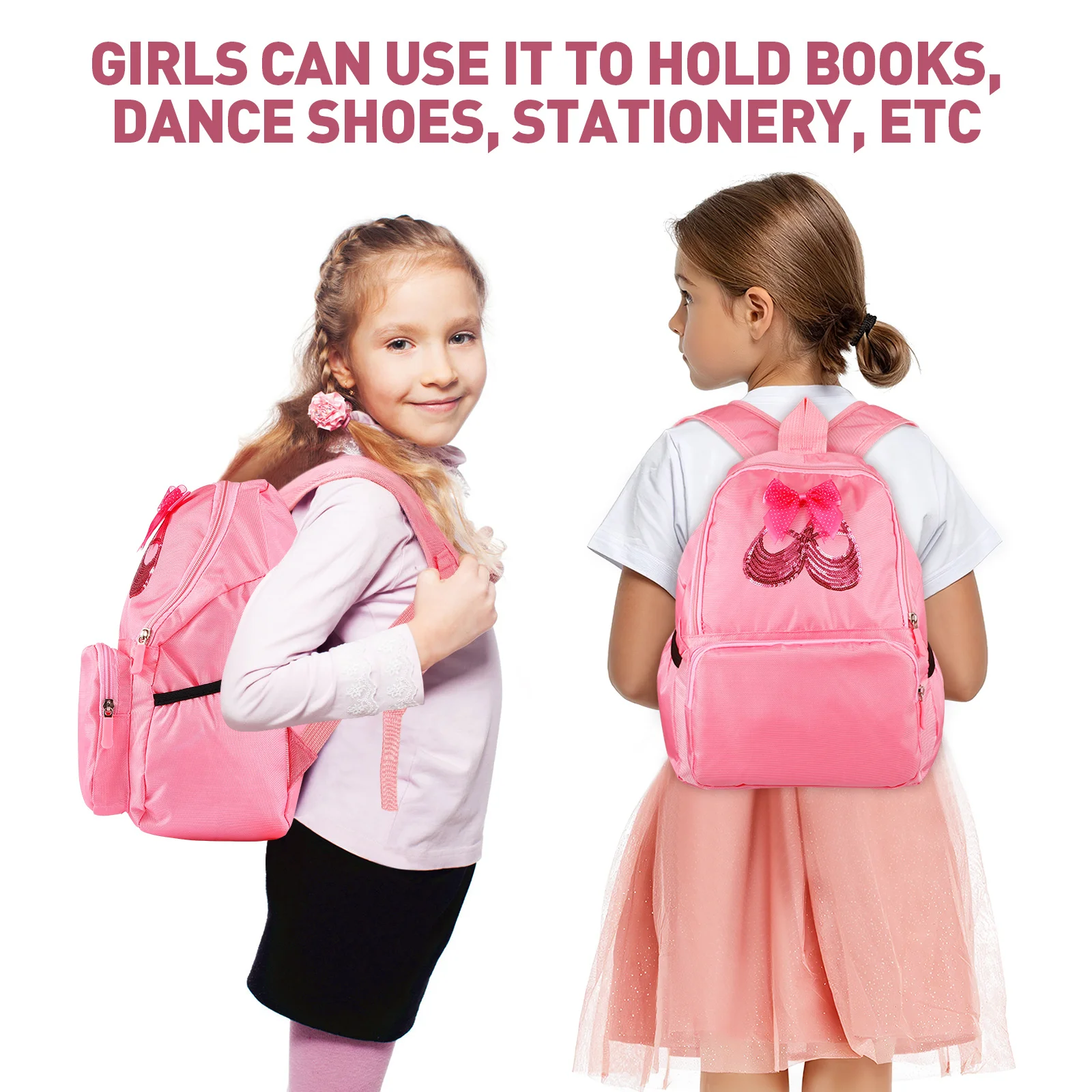 1 قطعة حقيبة ظهر مدرسية للرقص باليه بحزام قابل للتعديل من قماش أكسفورد حقيبة ظهر خفيفة الوزن للكتب والقرطاسية والرقص #5
