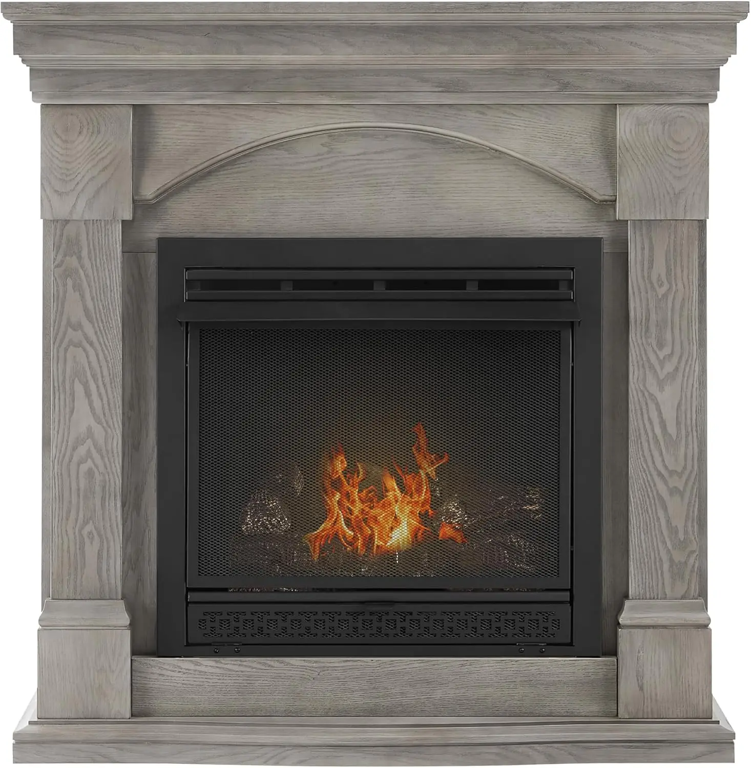 

38 дюймов Двухтопливная система для каминов без дымохода из олово-серебристого дуба, 26 000 BTU