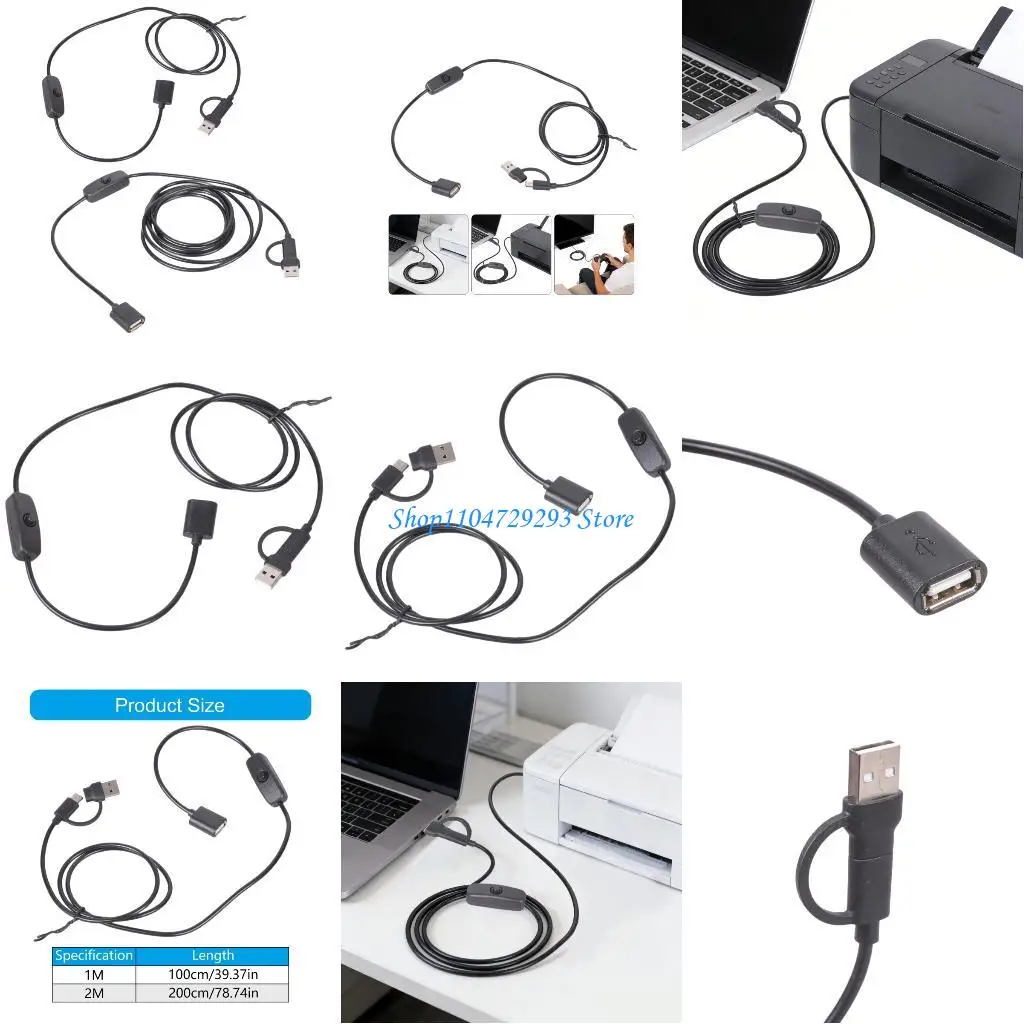 

Y2GD Fast Data Synchronization USB Type C to USB Female OTG Data Cable with Switches