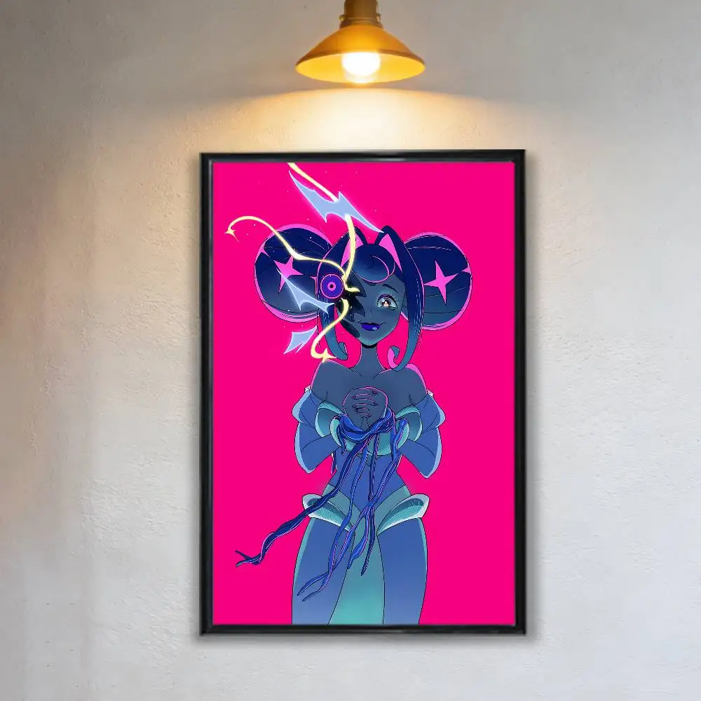 Blues kinned double pigtails Knights of Guinevere Poster Trendy Wall Art For Coffee Office Bar Decoration Best Sticker Printed