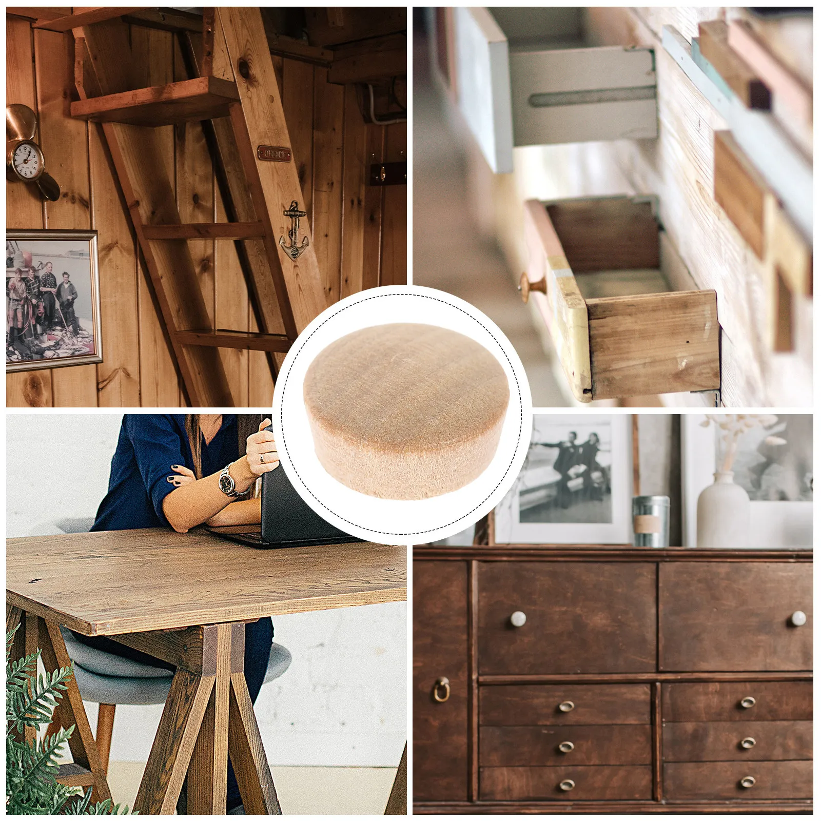 50Pcs Wood Hole Plugs Small Wooden Furniture Screw Hole Covers Decorative Round Block Caps Replacement for Wood Repair