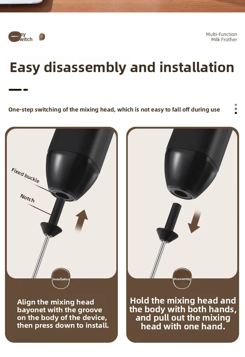 MINI Coffee Frother USB Rechargeable 3 Speeds Foam Maker Coffee Milk Mixer Electric Handle Blender Egg Beater Hot Cooking Tools