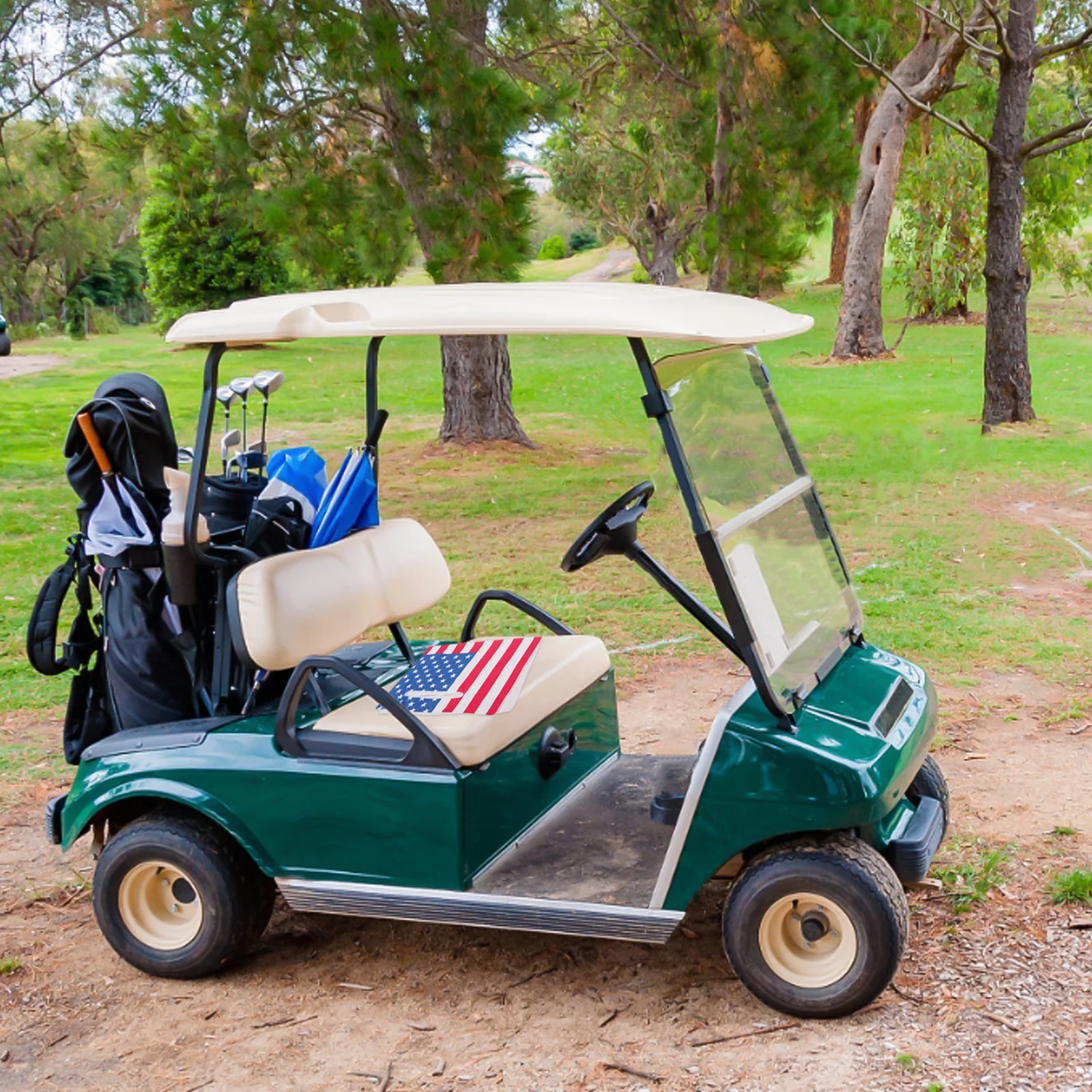 

Golf Cart Seat Blanket Washable Soft Fabric Comfortable For Two National Flag Design Durable Cover Golf Cart Accessories