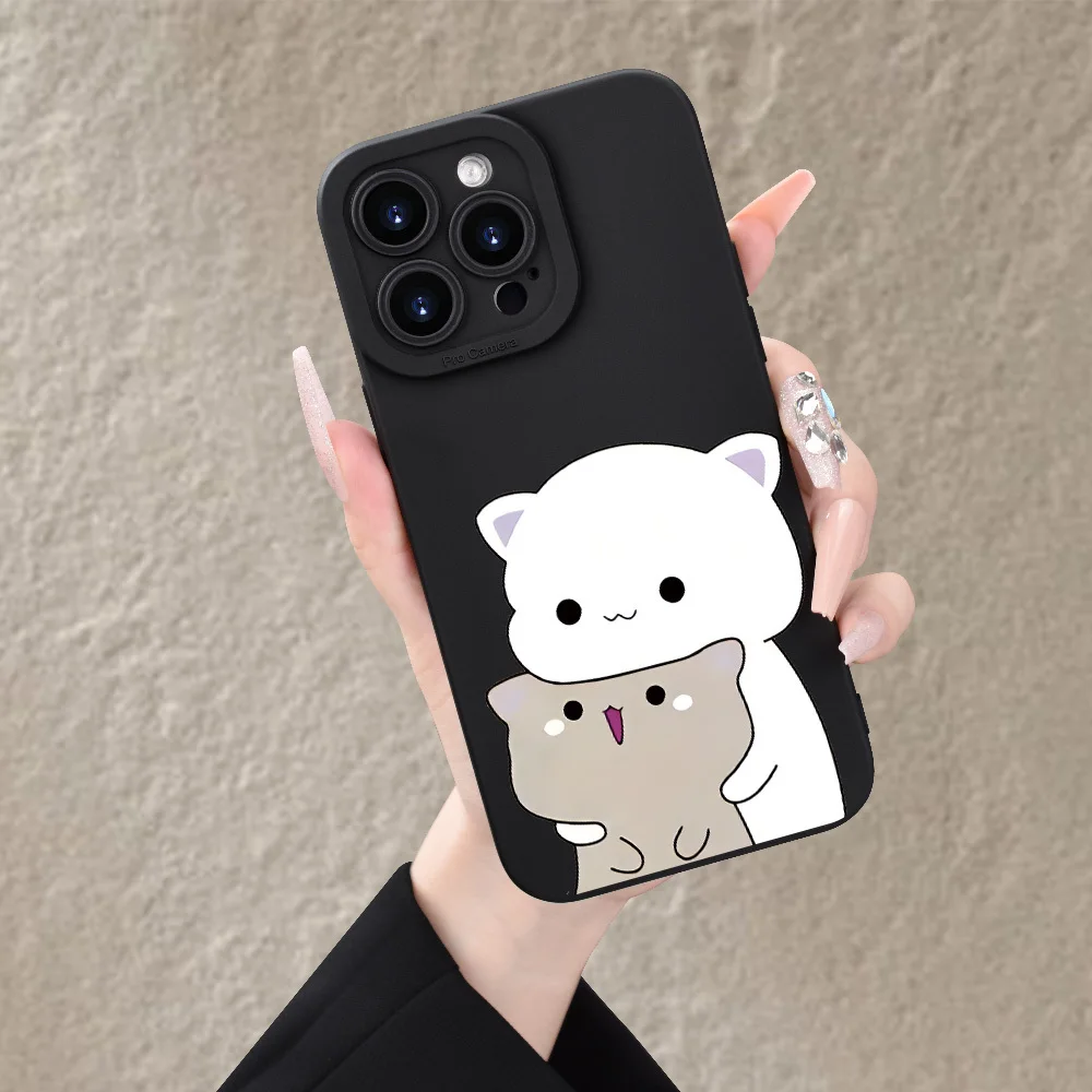 Niedliche Handyhülle mit Katzenmuster für iPhone 16 15 14 13 12 11 Pro Max X XS XR 7 8 Plus SE 16Pro 16E 13 TPU Weiche Matte Hülle – Detail 6