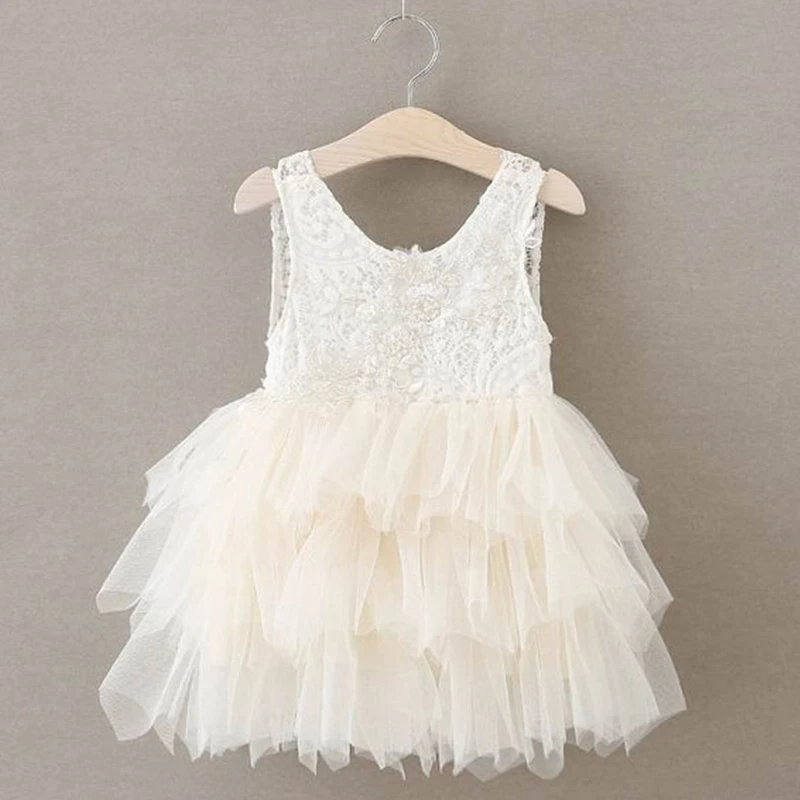 Baby Dress White 1st Baptism Dresses Up Infant Christening Girl Lace Flower Birthday Party Clothes Kids Summer Party Tutu Gown