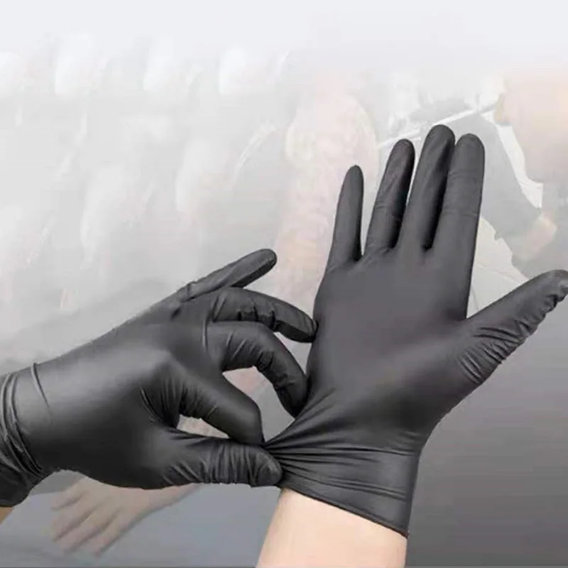 50pcs Black Nitrile Gloves Waterproof Durable Black Cleaning Nitrile Gloves Pet Shower Beauty Hair Salon Home Cleaning Tools