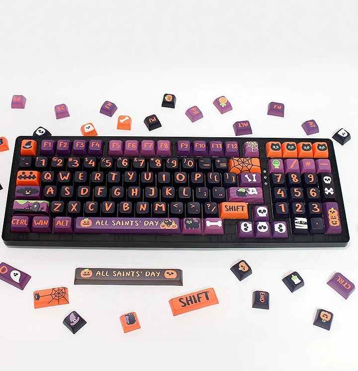 Halloween keycaps / black cat keycaps boxed XDA height BPT material heat sublimation technology for HI75 98 99 104 F87