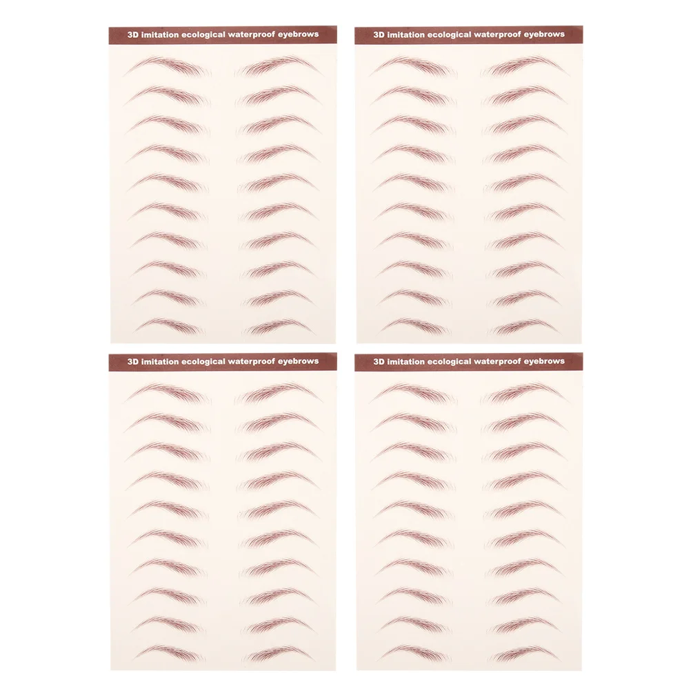 4 أوراق مقاومة للماء ثلاثية الأبعاد على شكل شعر ملصقات حواجب طبيعية مؤقتة لنقل الحواجب مقاومة للعرق طويلة- #6