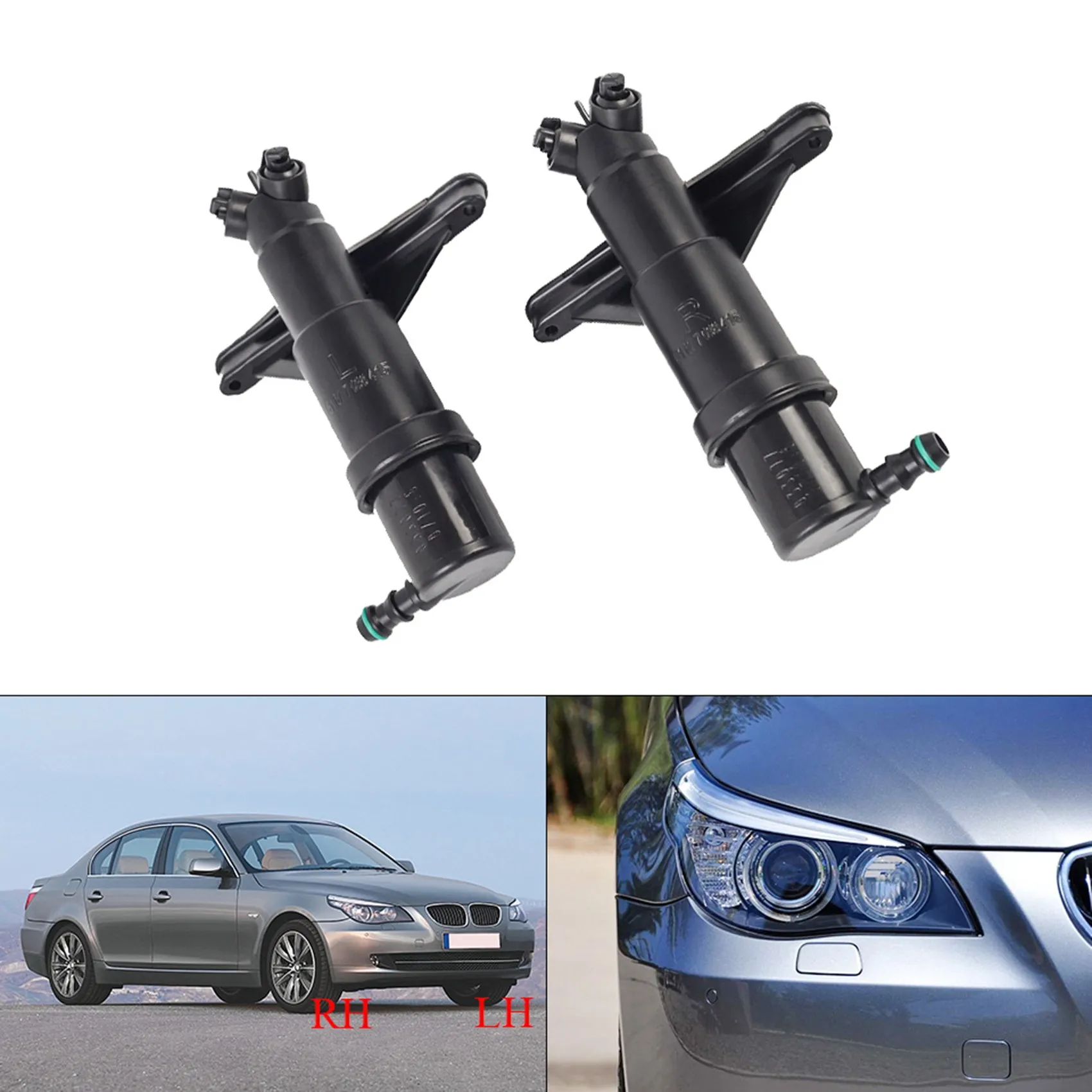 Left Right Headlight Washer Nozzle Pump Cylinder for -BMW 5 Series E60 525I 528I 530I 2005-2011 61677038415 61677038416