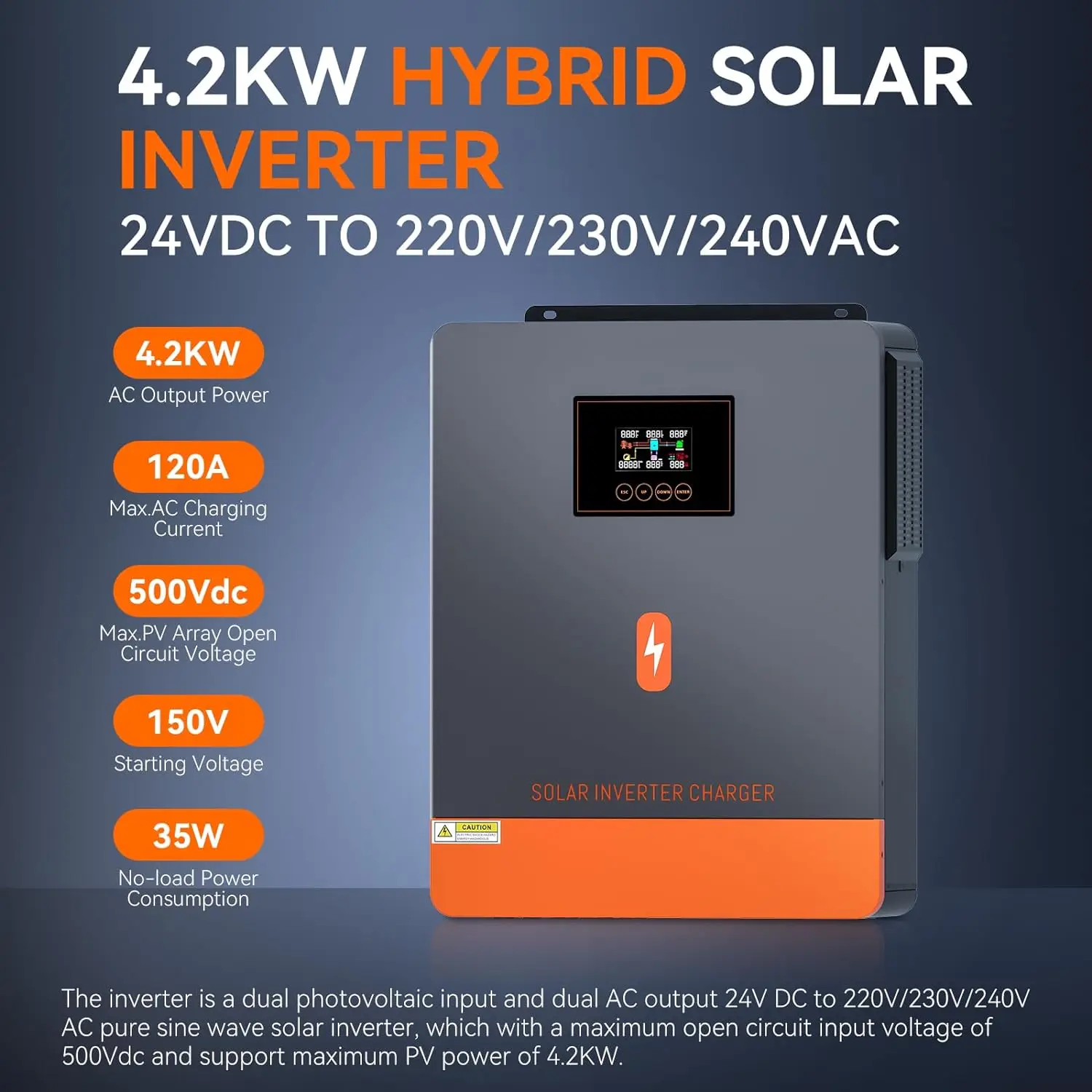 Imagem -02 - Powmr-inversor Híbrido do Poder Carga Solar de Mppt Apoio Puro do Fora-grade do Seno Lifepo4 4.2kw 4.5kw 6.2kw 6.5kw dc 24v 48v a 230v C.a.