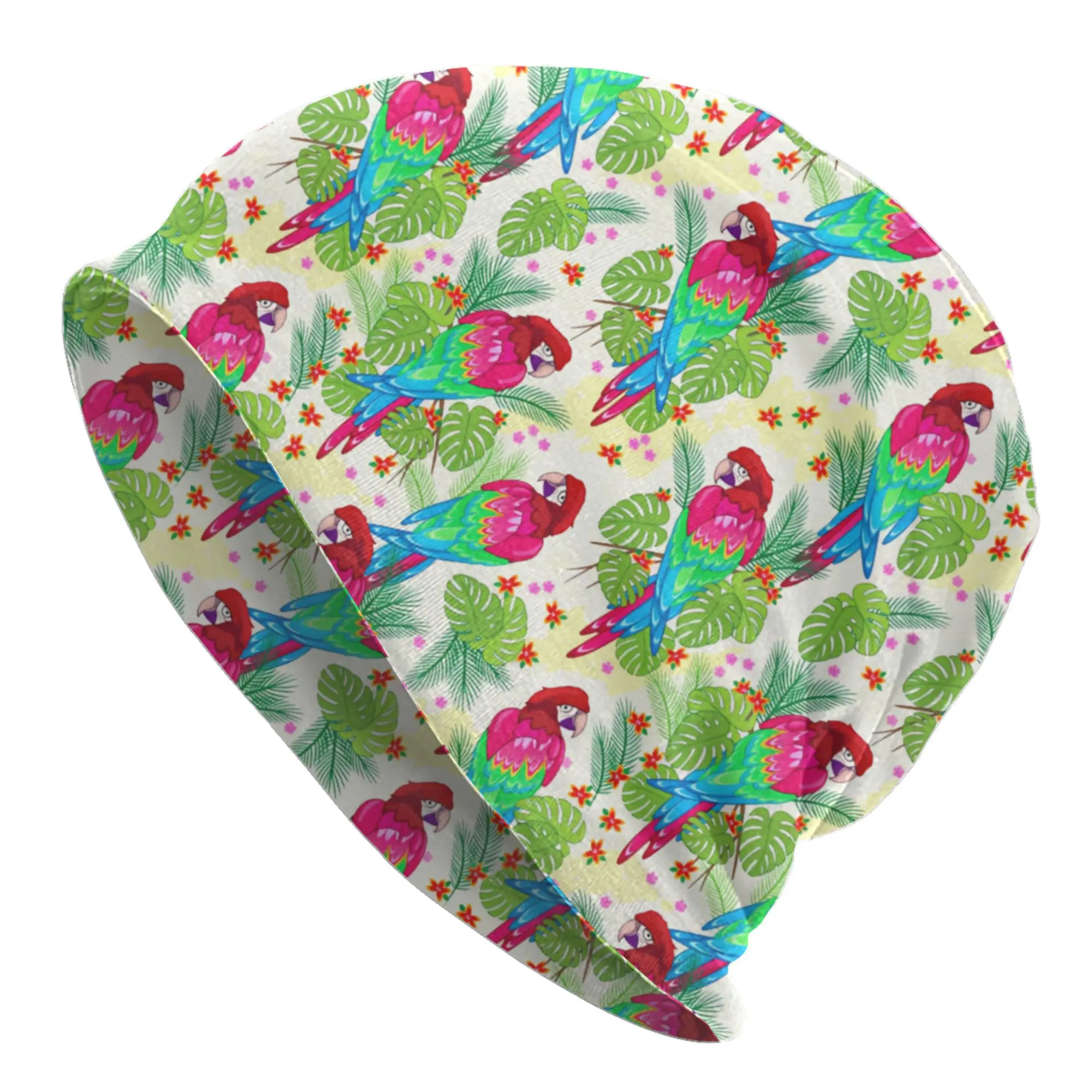 Hawaiian Style Parrot Tropical Pattern Skullies Beanies Caps For Men Women Unisex Street Winter Warm Knit Hat Adult  Bonnet Hats