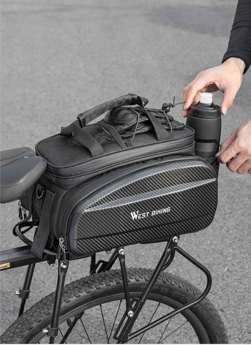 WEST BIKING Multifunktionale Fahrrad-Gepäckträgertasche 17/31L Erweiterbare Hartschalen-MTB-Fahrrad-Heckträgertasche Wasserdichte Schultertasche – Detail 11