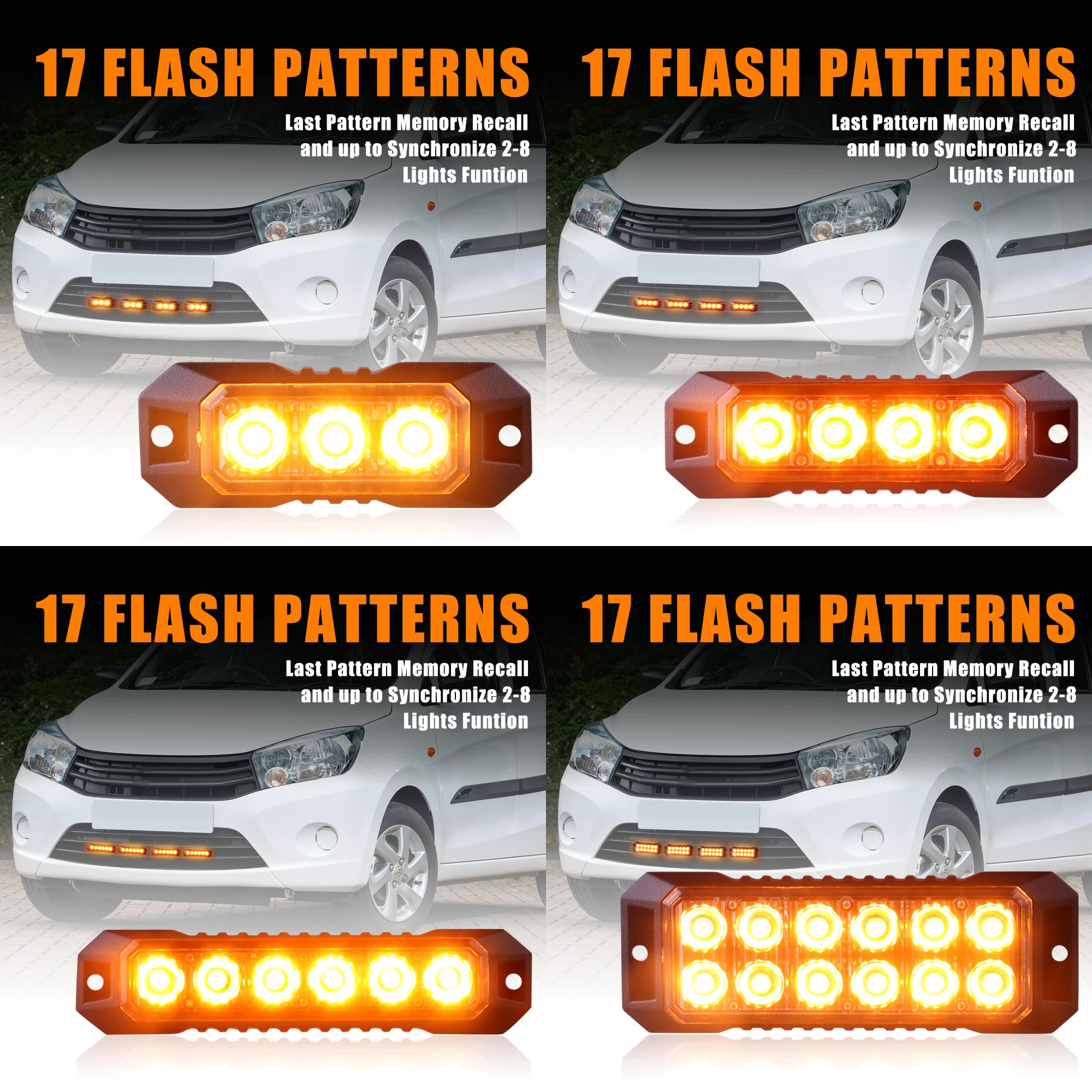 4PCS 12-24V High-Performance LED Emergency Strobe Beacon Lights - 4 Pack- Models 03K, 04K, 06K, 12K For Car Truck headlight