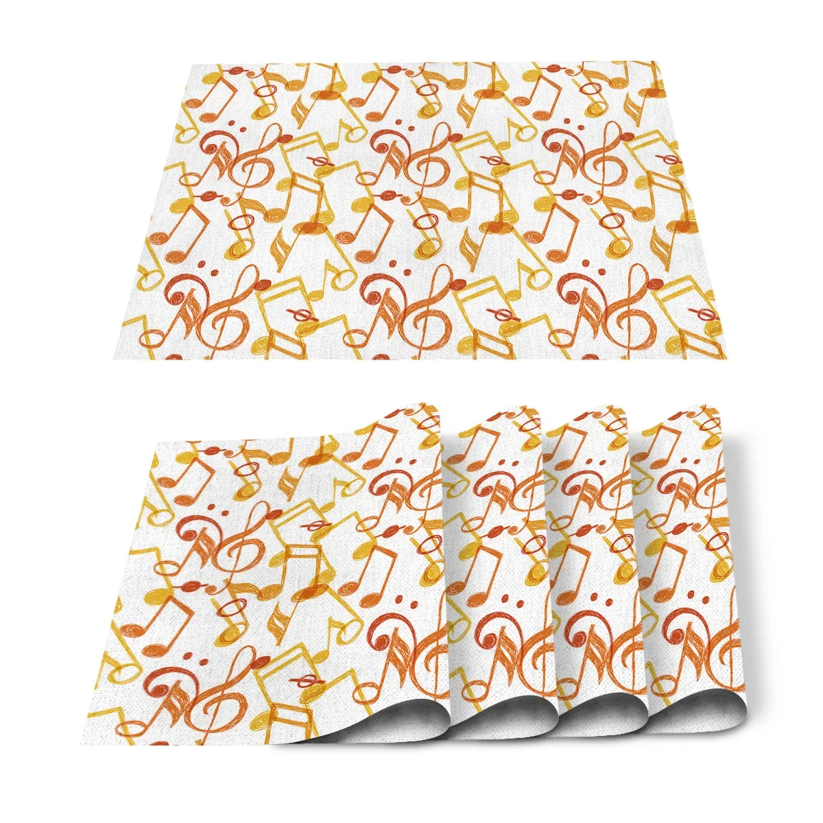 Music Notes Placemat Set Musicial Lover Dining Table Mats Washable Place Mat for Kitchen Dinner Parties Wedding Decor Coffee Mat