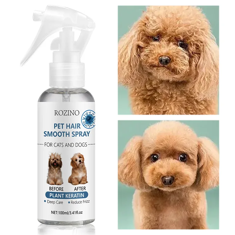 Spray suavizante para el cabello de mascotas, desodorante antiestático para perros y gatos, anudado antibacteriano, productos hidratantes para el cuidado del cabello, productos de limpieza para mascotas