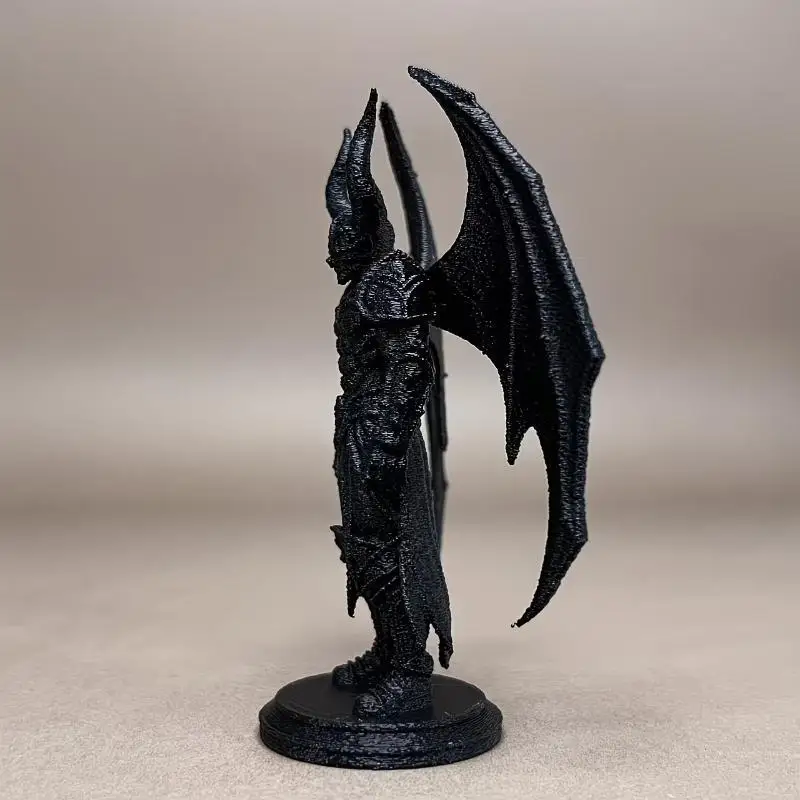 1Pcs Demon Warrior Resin Statue Horned Winged Devil Figurine Black 3D Printed Model Ornament For Desktop Table Home Decoration