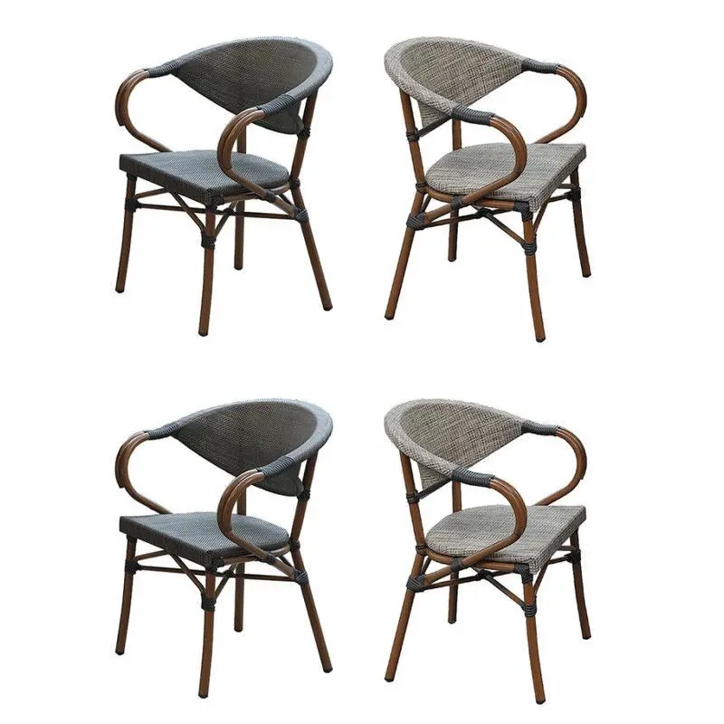 Outdoor dining chair patio stool leisure open-air rattan garden rattan chair coffee milk tea shop outdoor balcony chair