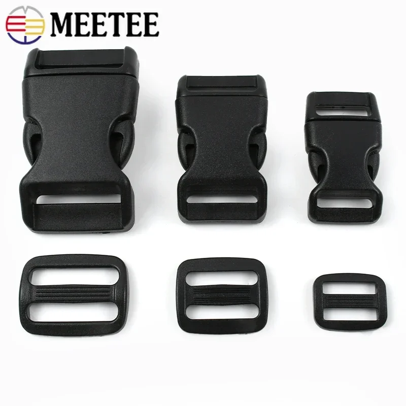 5/10/20Sets 15/20/25mm Plastic Buckles Quick Release Buckle Bag Strap Tri-Glide Slider Ring Adjust Clasp Repair DIY Accessories