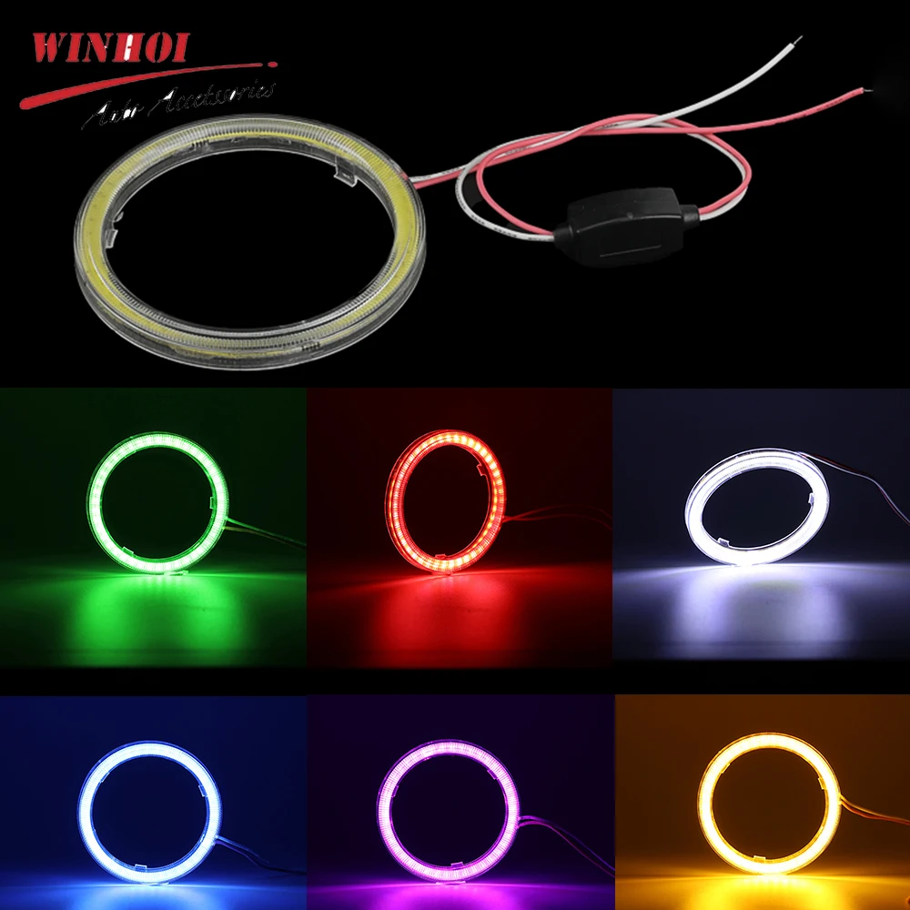 1PC COB LED Angel Eyes Żarówka Halo Ring Lamp 12-24V Światło przeciwmgielne Samochodowe światło do jazdy dziennej DRL Światła dekoracyjne 70 80 90 100 110mm