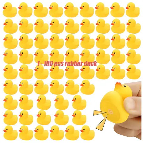 1-100pc Mini Rubber Ducks Set in Bulk Float Squeak Tiny Ducks Rubber Duck Toy for Kids Party Birthday Supplies