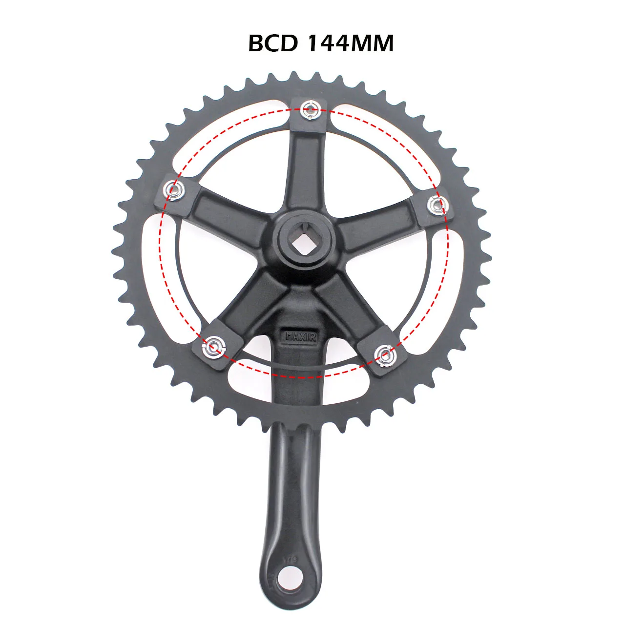 NowAct Fixed Gear Bike Crankset 48T BCD 144 Single Speed Crank Set Chain Wheel Tooth Plate Sprocket Bike Accessories Bike Parts