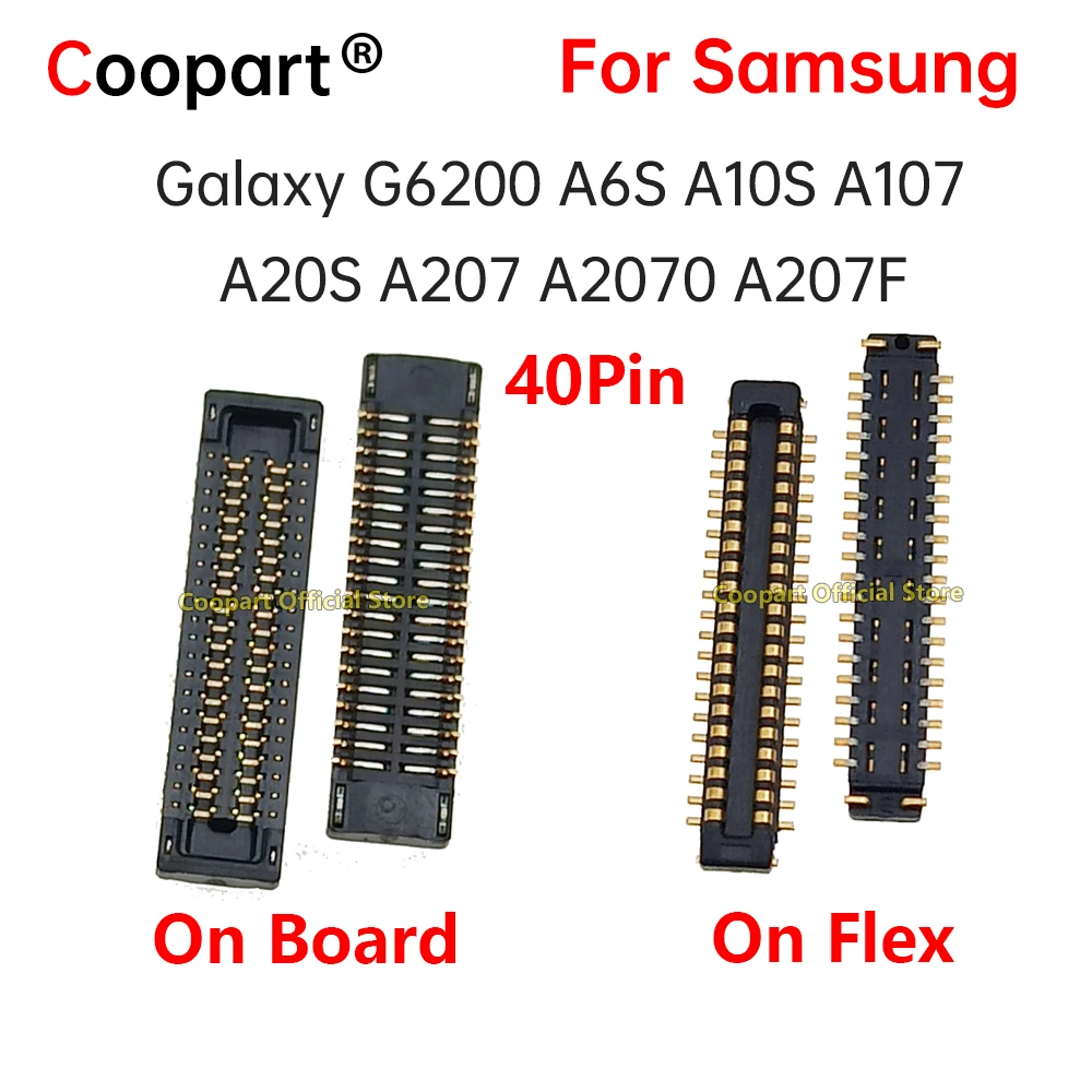 2pcs LCD display FPC Connector on mainboard/cable for Samsung Galaxy A22 5G 4G G6200 A6S A10S A107 A20S A207 A2070 A207F 40pin