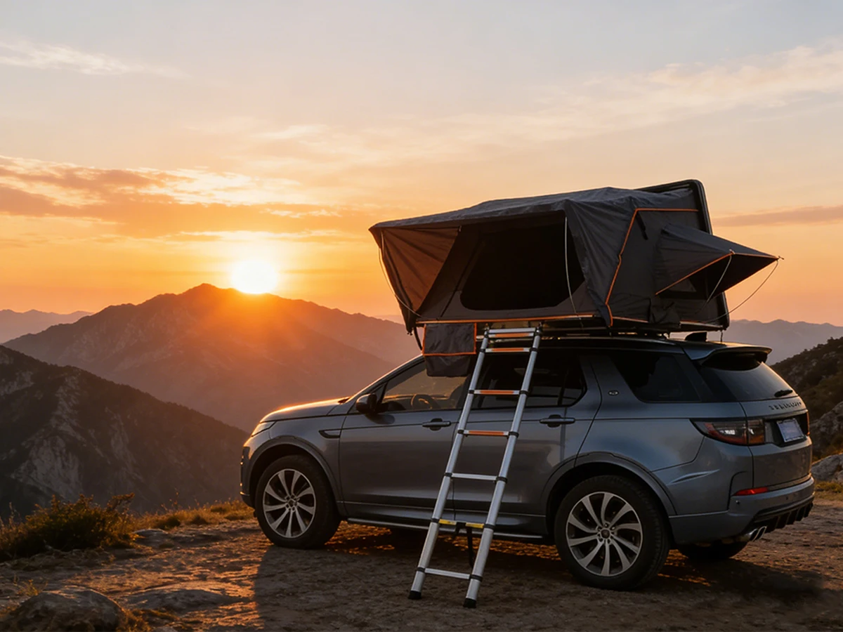 

Polyester Roof Top Tent With Aluminum Honeycomb Base, 4-Season Design Waterproof For Outdoor Adventures