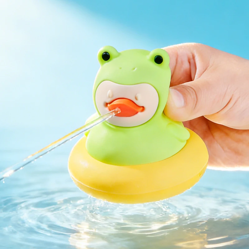 BPA-freie Baby-Silikon-Badespielzeuge Niedliche Entchen- und Froschform Schwimmende Wasserspielzeuge für Säuglinge Kleinkinder Lustige Badezimmer-Spielzeuge Babygeschenke