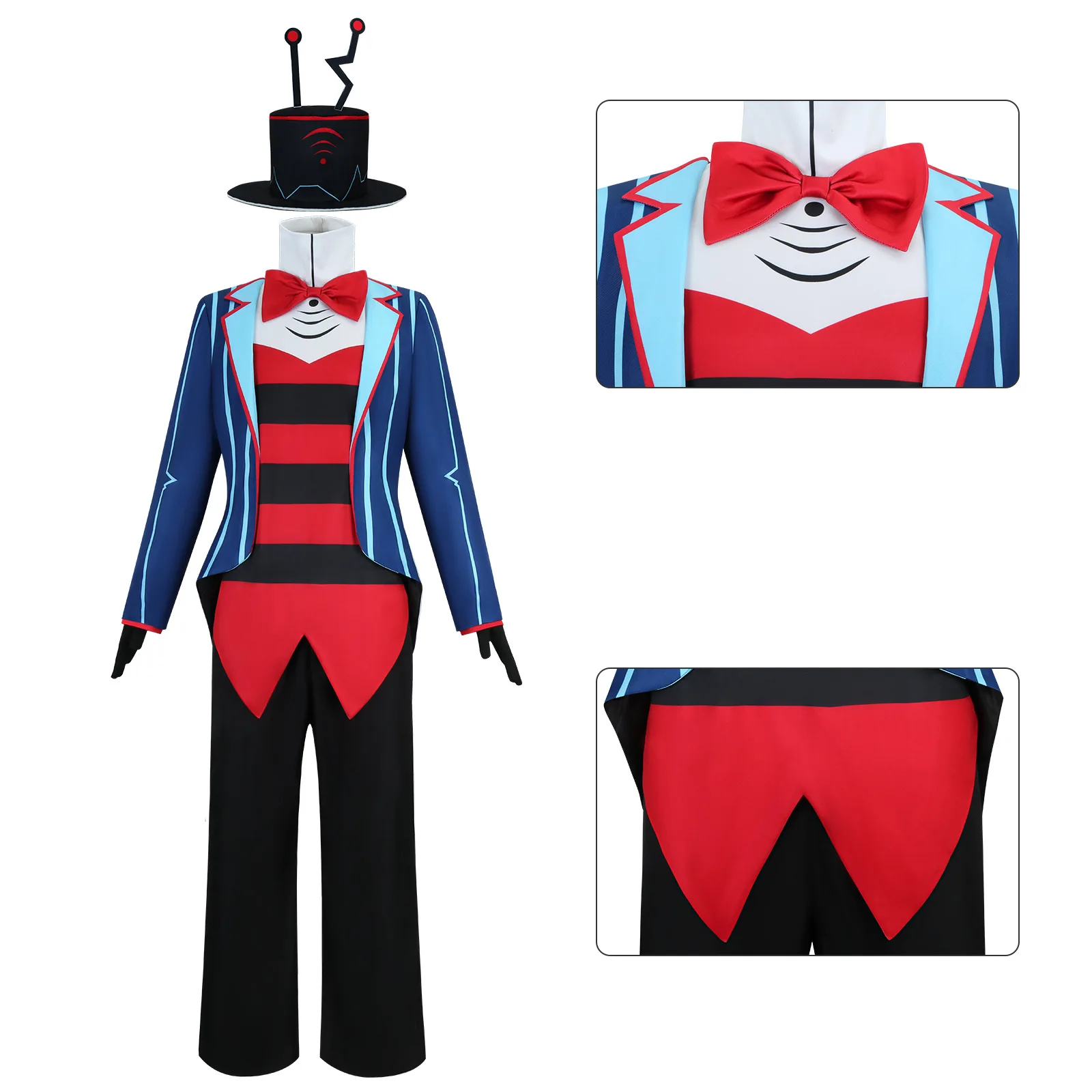 Anime mr. vox hazbin cosplay kostüm fernsehen teufel uniform hotel cos anzug halloween karneval rollenspiel party gruseliges outfit set