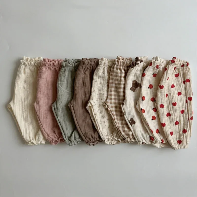 Organic Cotton Baby Pants Newborn Toddlers Autumn Spring Summer Winter Cute Print Soft Muslin Clothes Pants Pantalons Capris