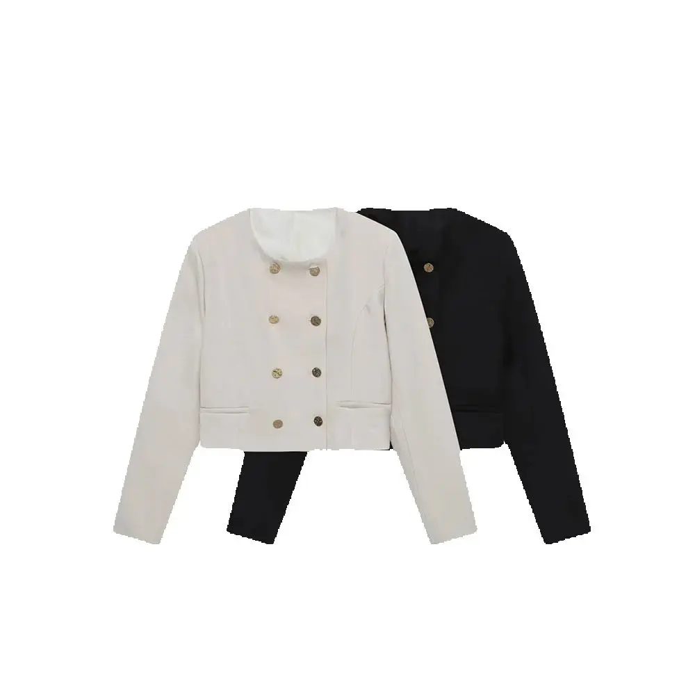 

Осенний новый женский повседневный свободный двубортный костюм с длинными рукавами, короткая куртка