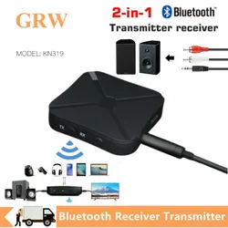 GRWIBEOU-Bluetooth 4.2オーディオレシーバー,2 in 1,カーレシーバー,フェイクrca,3.5mmジャック,ステレオミュージックアダプター,TVPC用