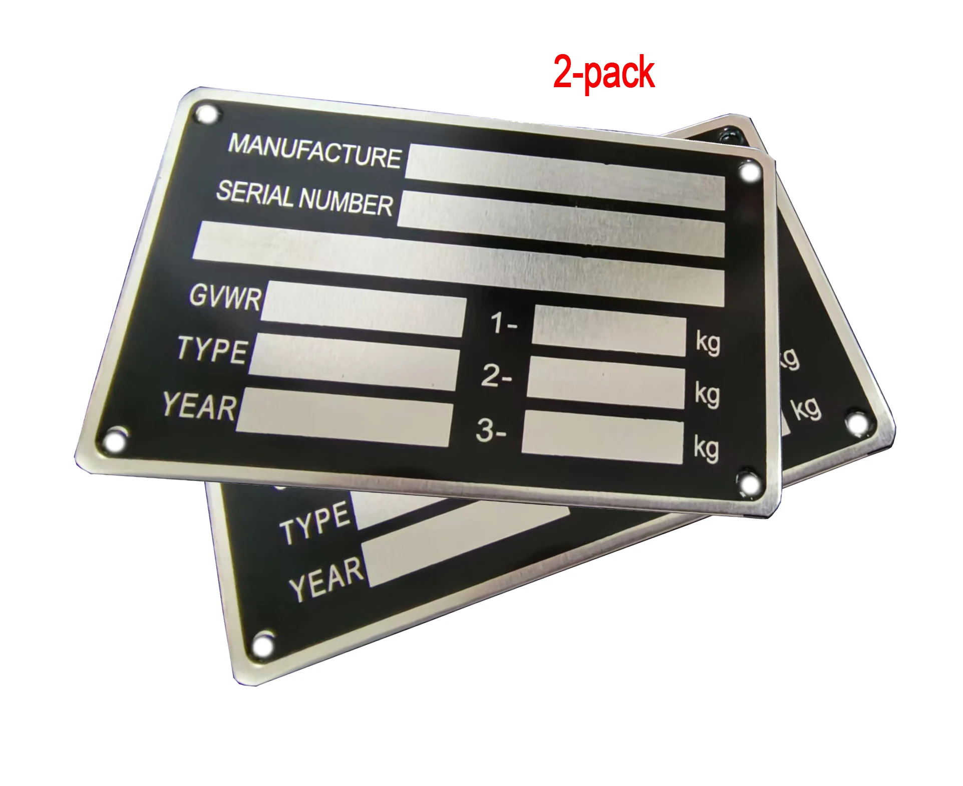 

2-PACK VEHICLE TRUCK BOAT Trailer Blank VIN & Weight AXLE Chassis Plate 86mm x 54mm Identification Number