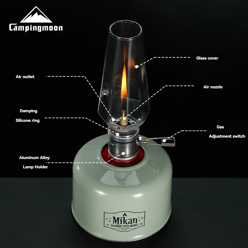 

CAMPINGMOON Outdoor Gas Coreless Candle Lamp for Camping Flat Tent Gasification Atmosphere Lighting Portable Stove Flame