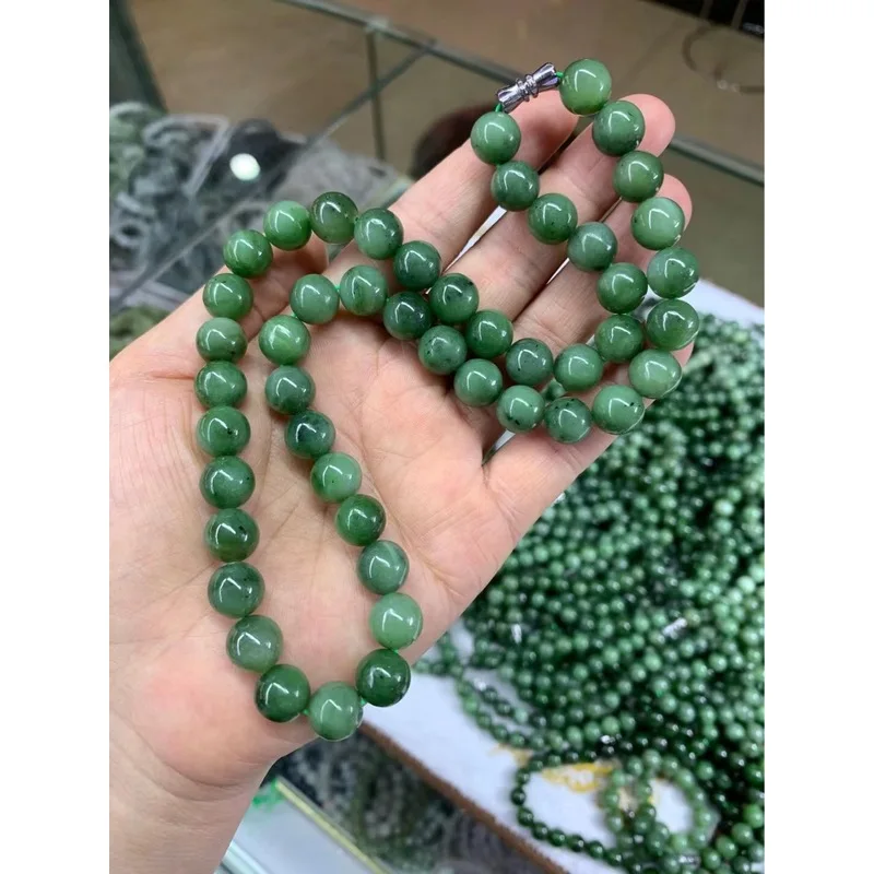 Jasper 9.5Mm Necklace Hetian Jade Round Bead Bracelet With Black Spots Unisex