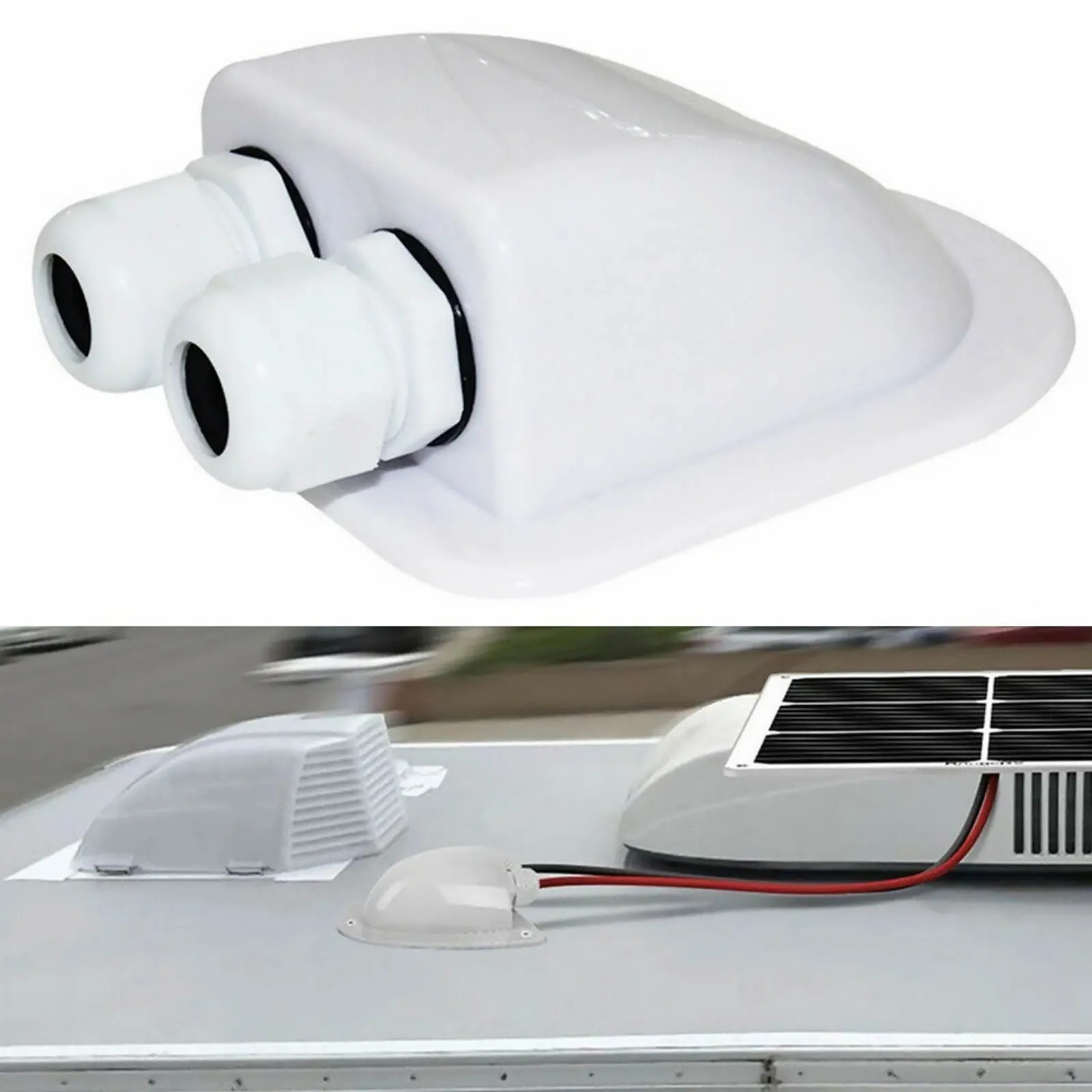 

Roof Cable Entry Gland Box IP68 Waterproof Double Cable Gland Box for Solar Panel RV Caravan Boat, No Drilling, UV Resistant ABS
