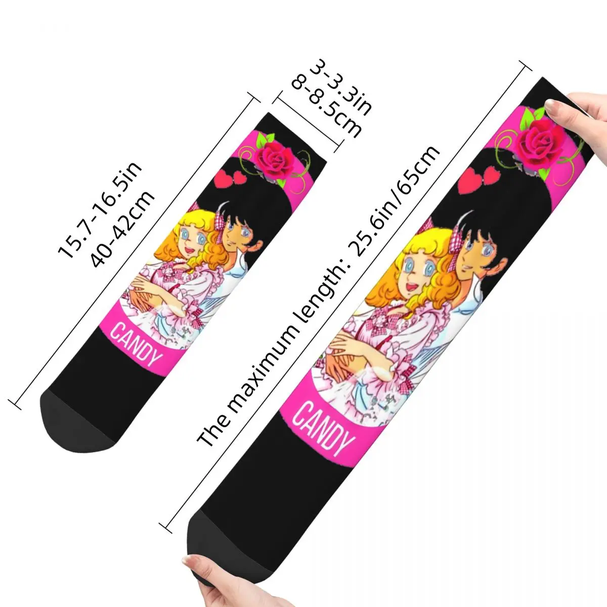 Funny Crazy compression Sock for Men Terry Hip Hop Harajuku Candy Candy Anime Happy Quality Pattern Printed Boys Crew Sock