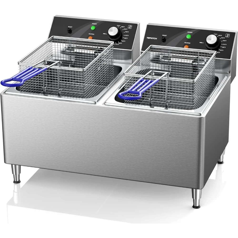 

12L X 2/25.4QT Deep Fryer Commercial, Dual Tank with Basket Electric Countertop Fryer, 2 Frying Baskets, Electric Deep Fryers