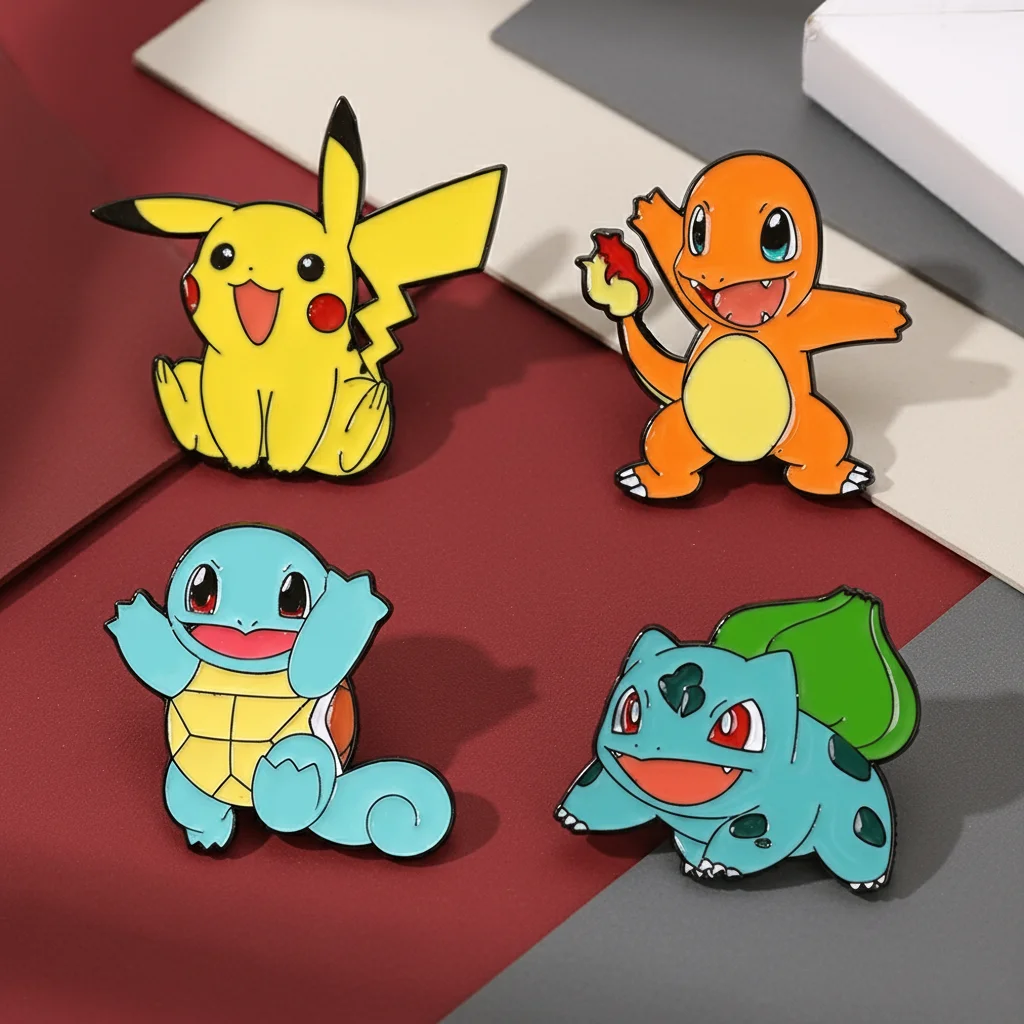 Pikachu Enamel Pins 4pcs Set Cute Pokemon Lapel Badge Brooch for Backpack Clothing Cosplay Cartoon Accessory Gift image 2