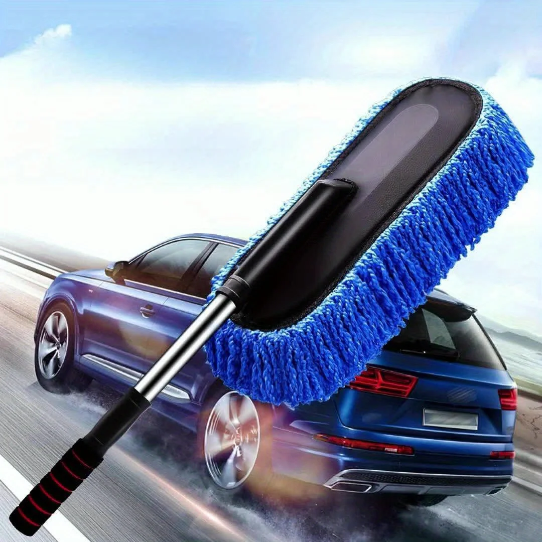 1pc Car dusting brush Retractable Dust Mop Brush Effortlessly Effortlessly Clean Car Removable Washable Telescopic Dust