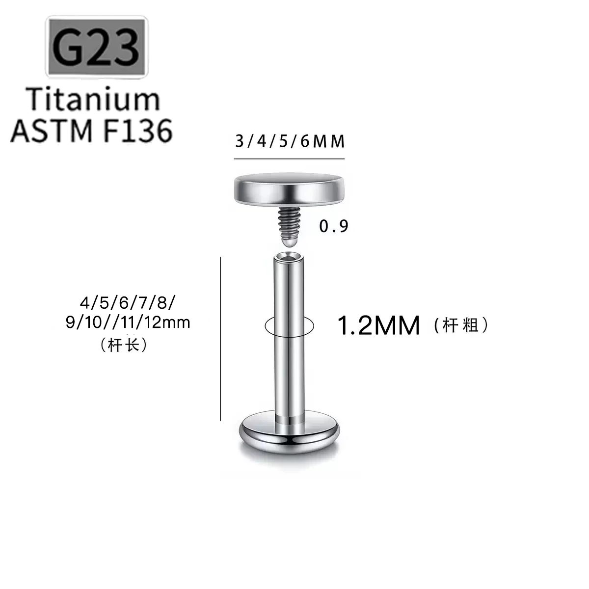 1/10 Stück ASTM G23 Titan Stilvolle Klassische Ohrstecker, Augenbrauenstecker für Lippen, Nase und Knorpel, Körperschmuck für Frauen – Detail 1