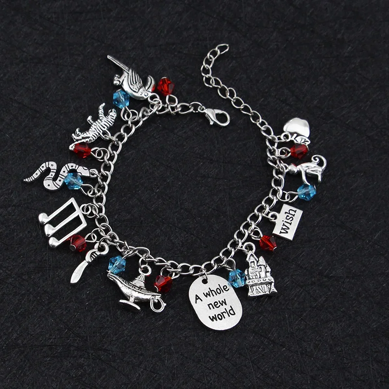 Aladdin Classic Charm Bracelet Letter New World Animal Dream Life Wish Dog Tag Crystal Romantic Bird Pendant