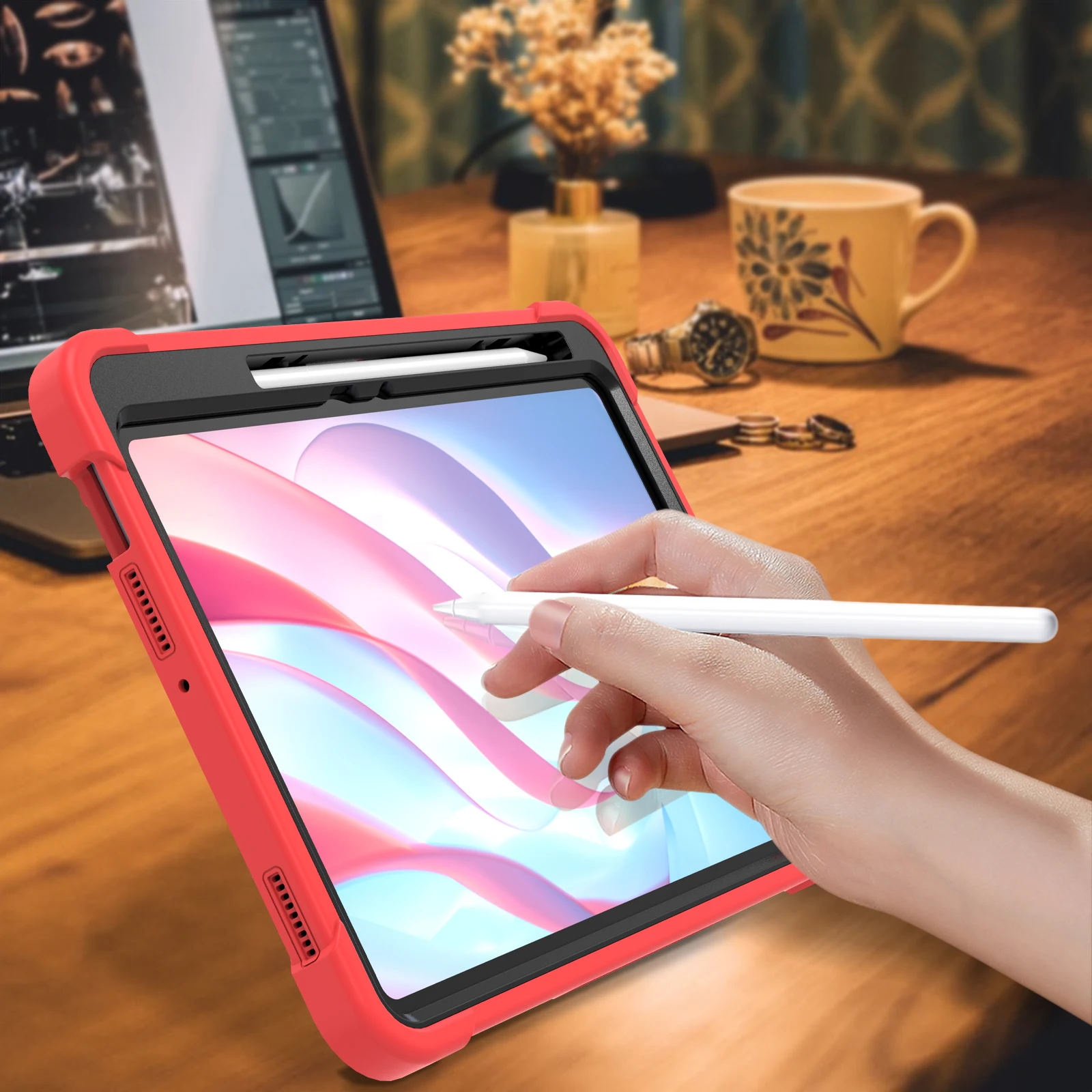 حافظة من السيليكون PC لهاتف Xiaomi Pad7 pro 11.2 بوصة وRedmi Pad SE 4G 8.7 بوصة غطاء حامل آمن مضاد للصدمات لهاتف Xiaomi 2024