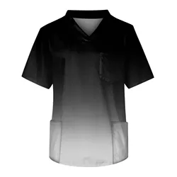 Uniform Mens Scrub Tops Shirt Solid Pocket Short Sleeve Blouse Male Workwear Athletic Nursing Uniforms Surgical Overalls